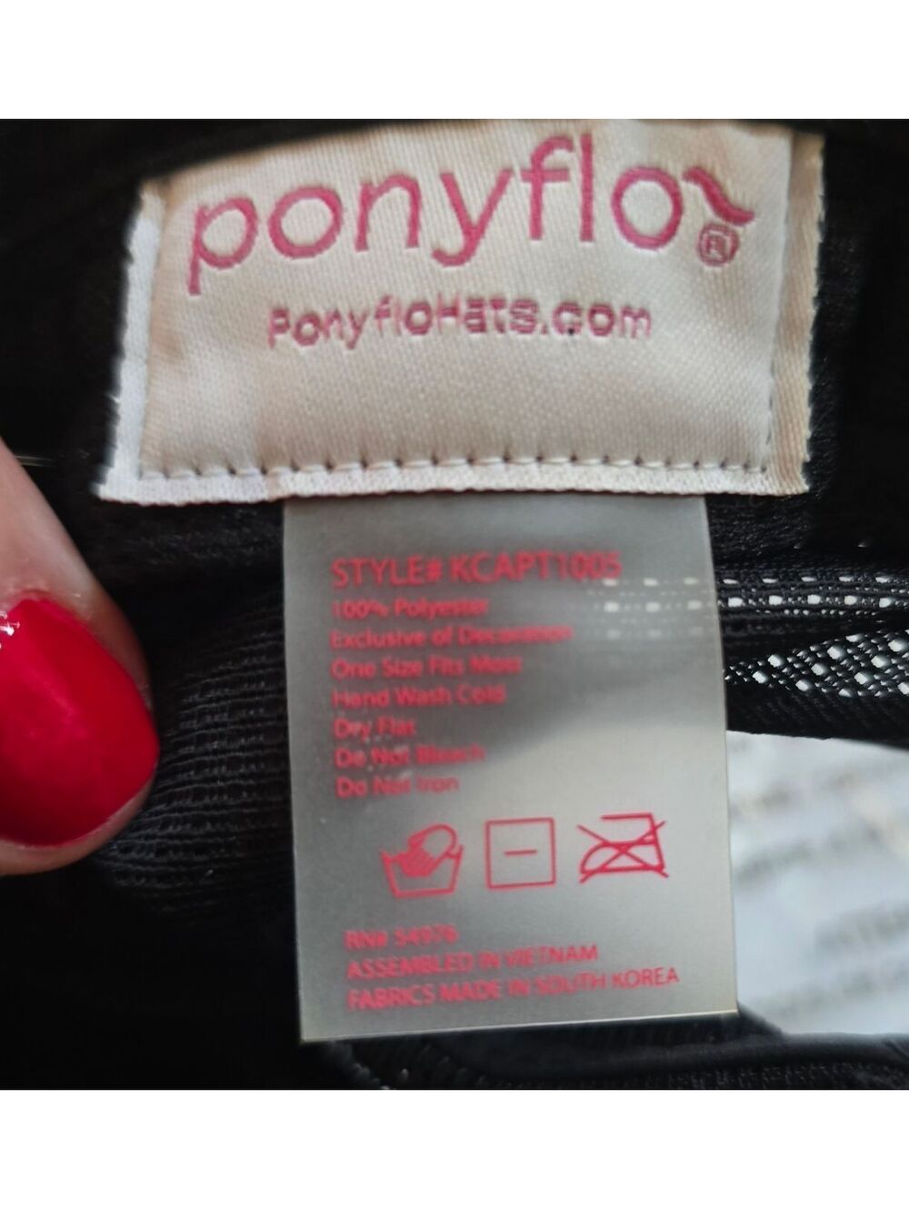 Ponyflo Ava Performance Ponytail Baseball Cap Black Mesh Back UPF 50+ OS - Picture 5 of 5
